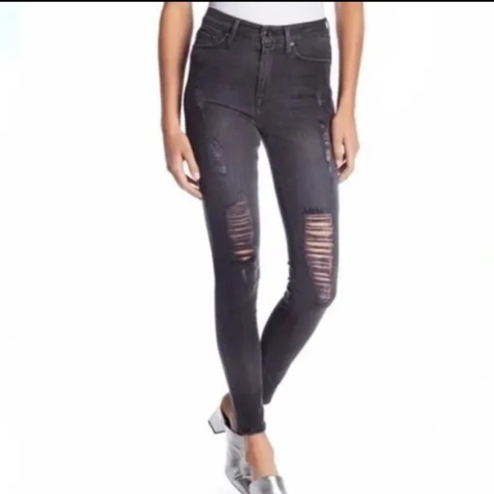 Good American skinny jeans good waist high rise distressed gray women’s size 26